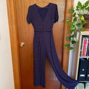 Navy Blue Polka Dot Jumpsuit